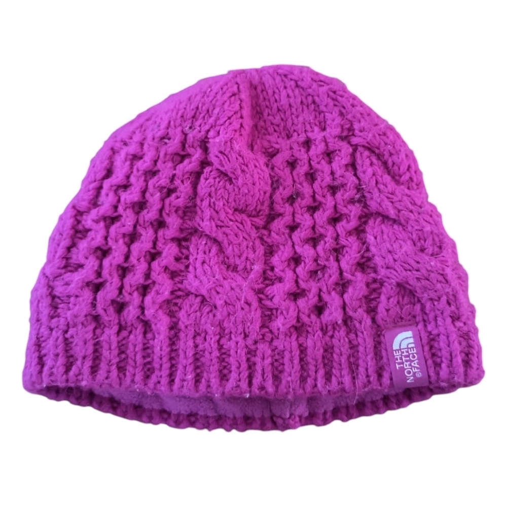 The North Face Pink Cable Knit Minna Beanie Hat Size Youth S